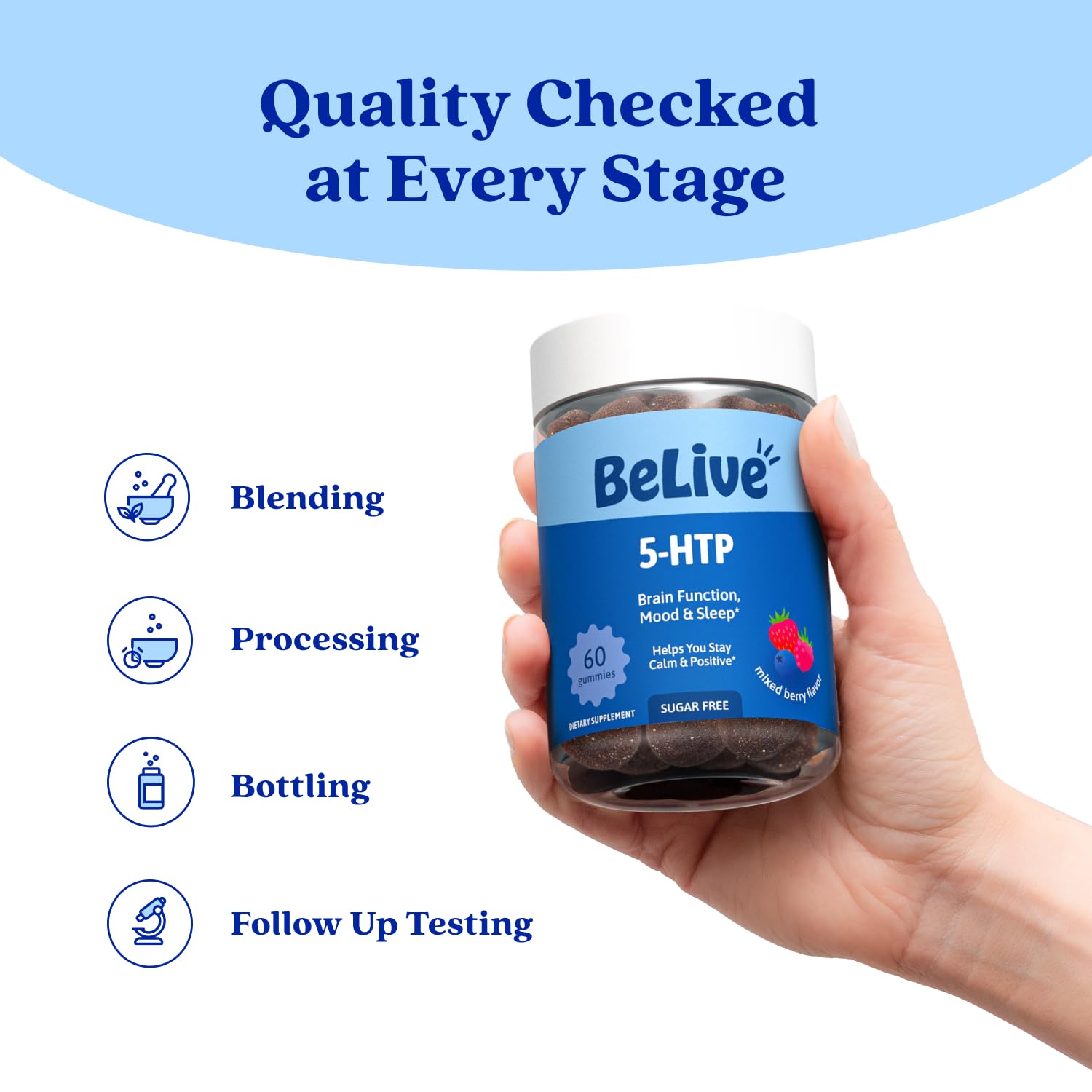 BeLive 5-HTP Gummies lifestyle scene with berries