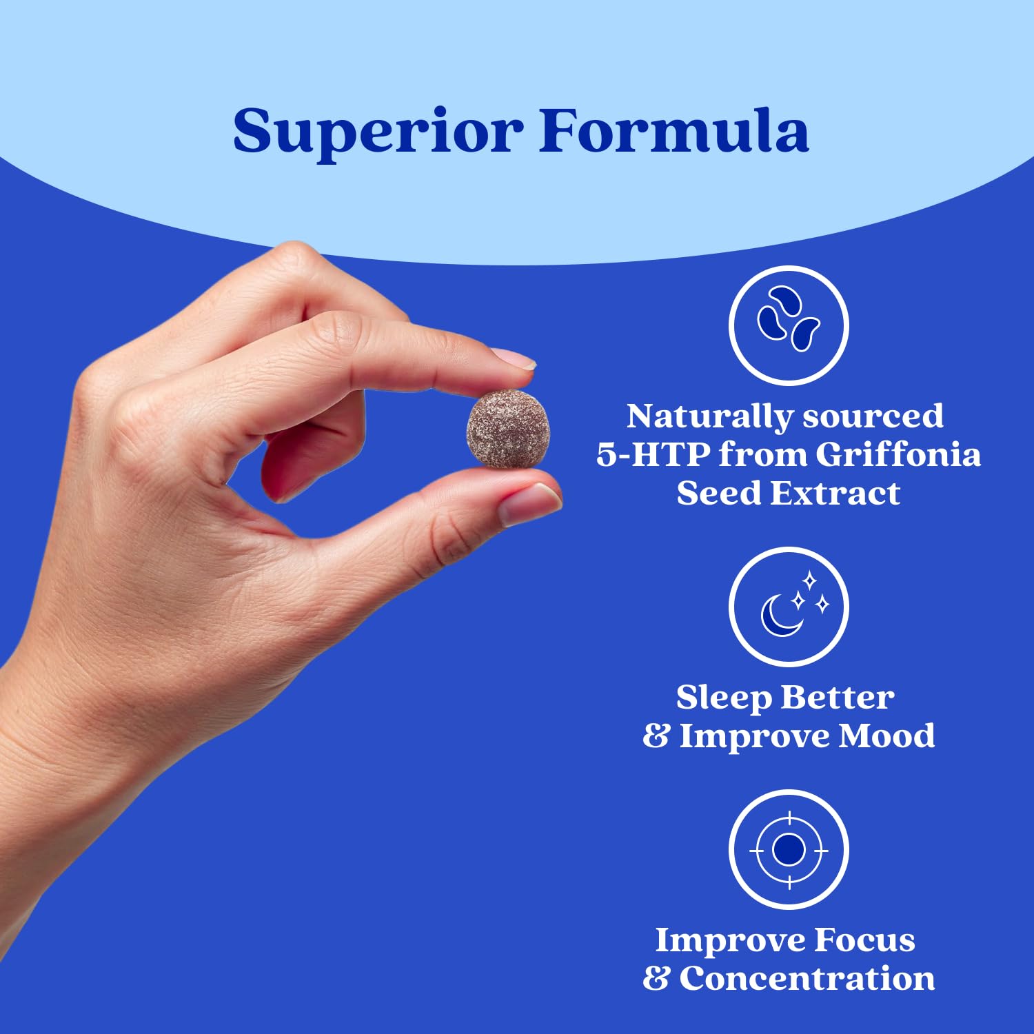 BeLive 5-HTP Gummies on a wooden table