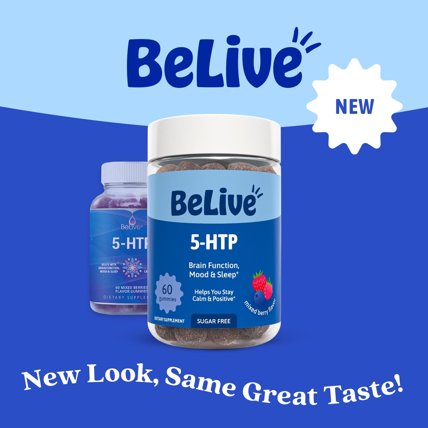 BeLive 5-HTP Gummies side view showing gummies