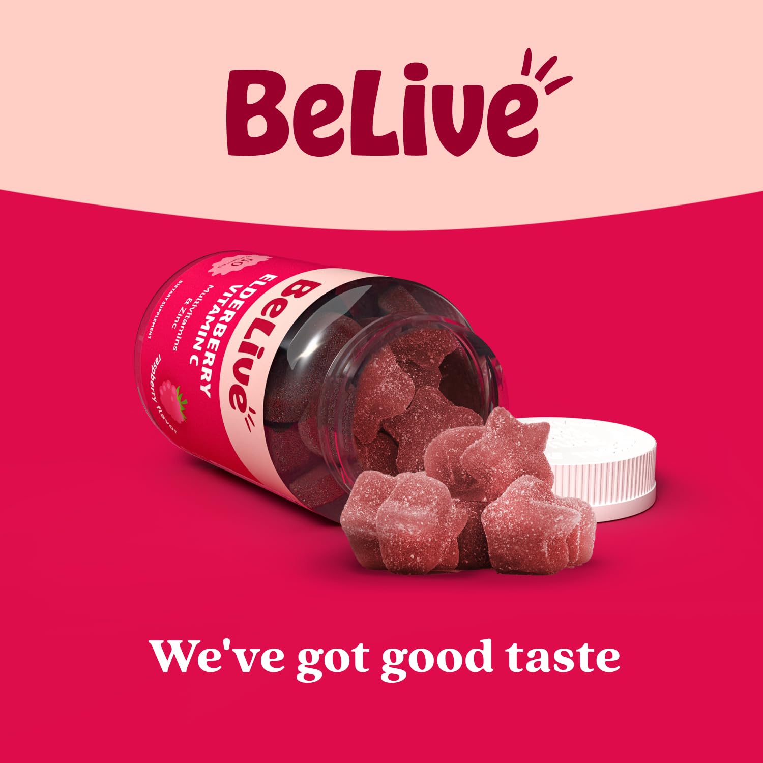 BeLive Elderberry Gummies bottle with cap open