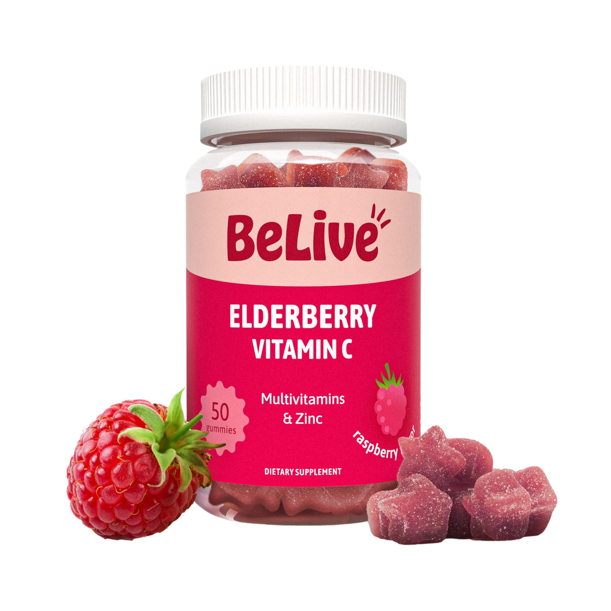 BeLive Elderberry Gummies front view with packaging