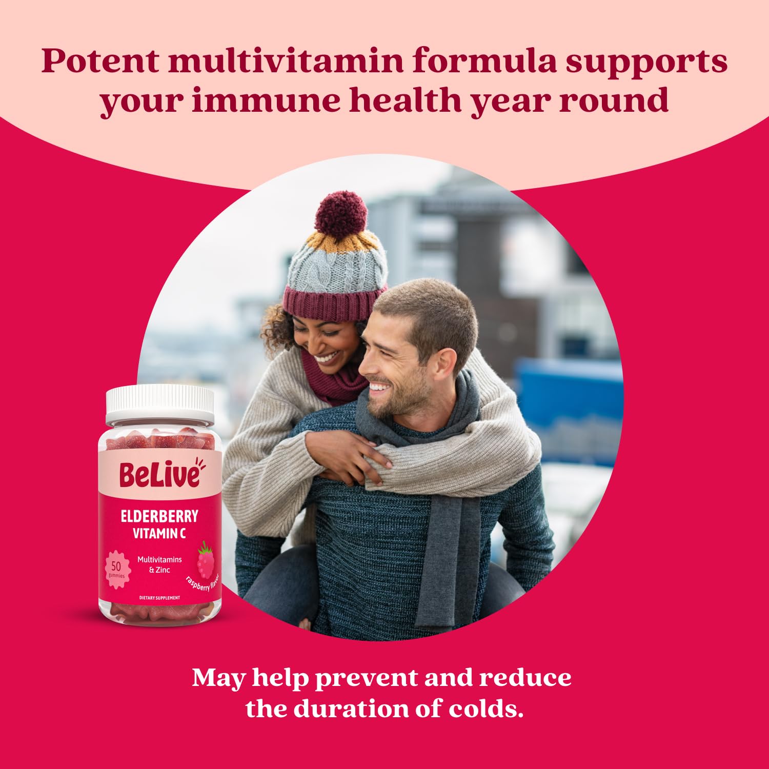 BeLive Elderberry Gummies nutritional information on label