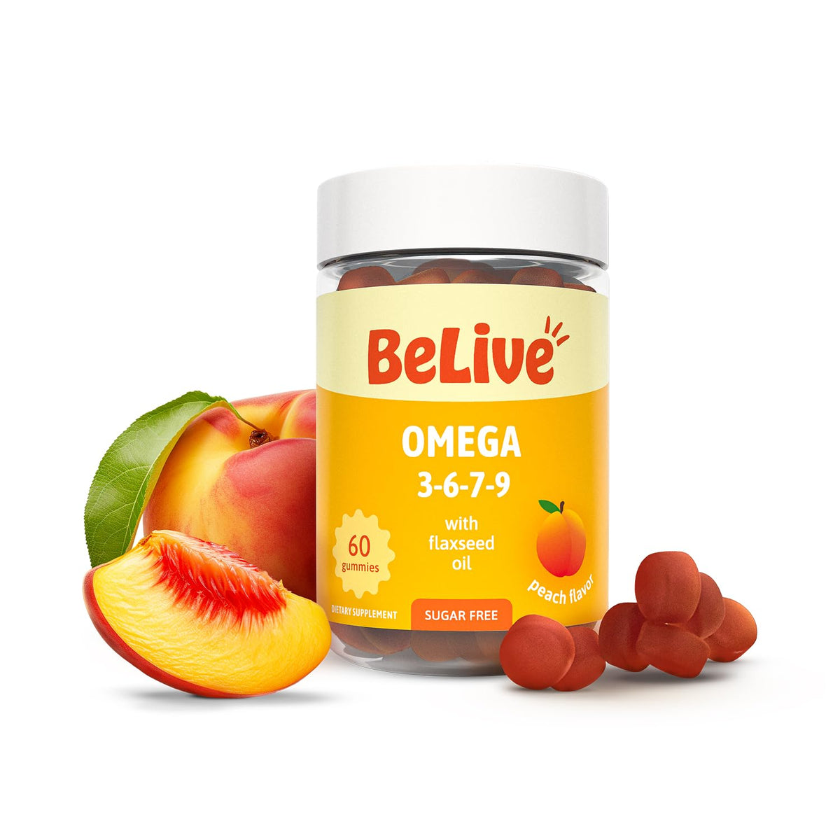 BeLive Omega 3 Gummies 60 count bottle front view