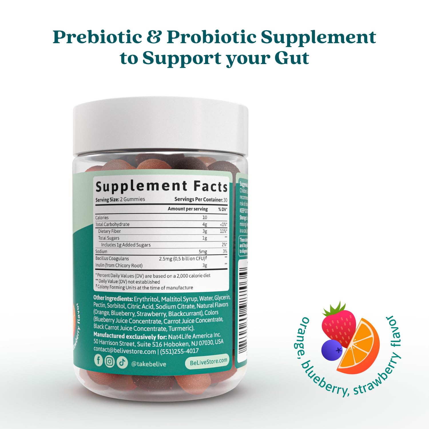 BeLive Probiotic & Prebiotic Gummies Strawberry flavour