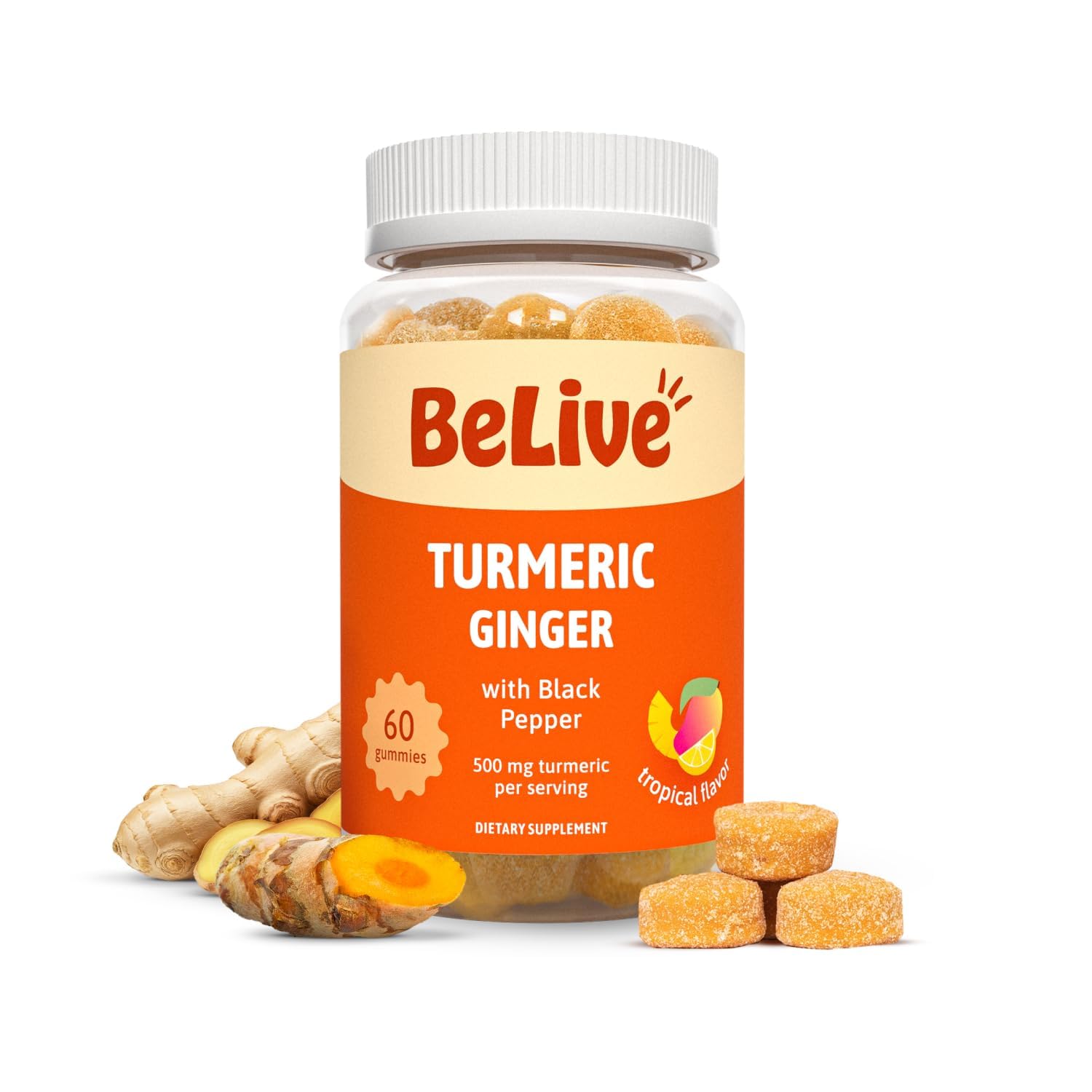 BeLive Turmeric Curcumin Gummies 60 count front view