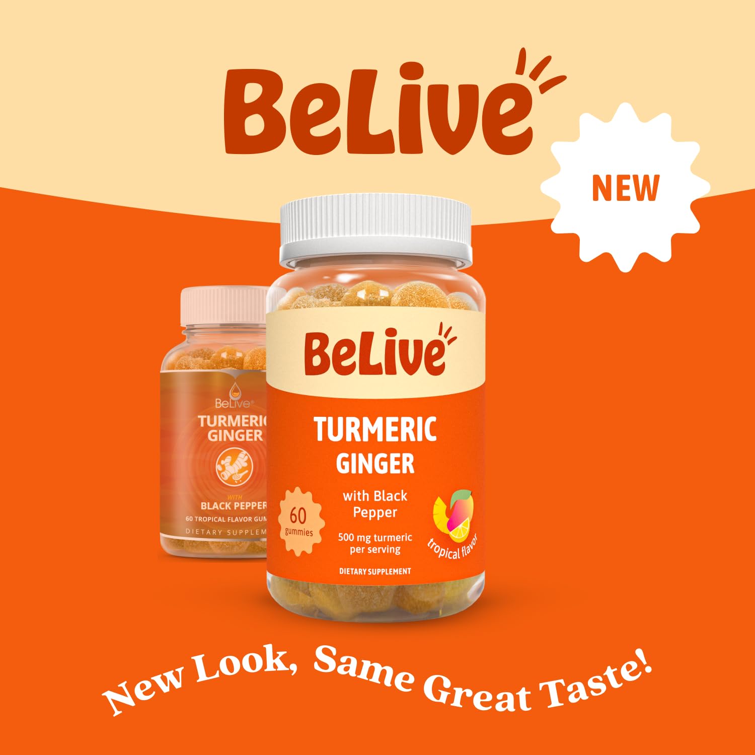 BeLive Turmeric Gummies showing serving size