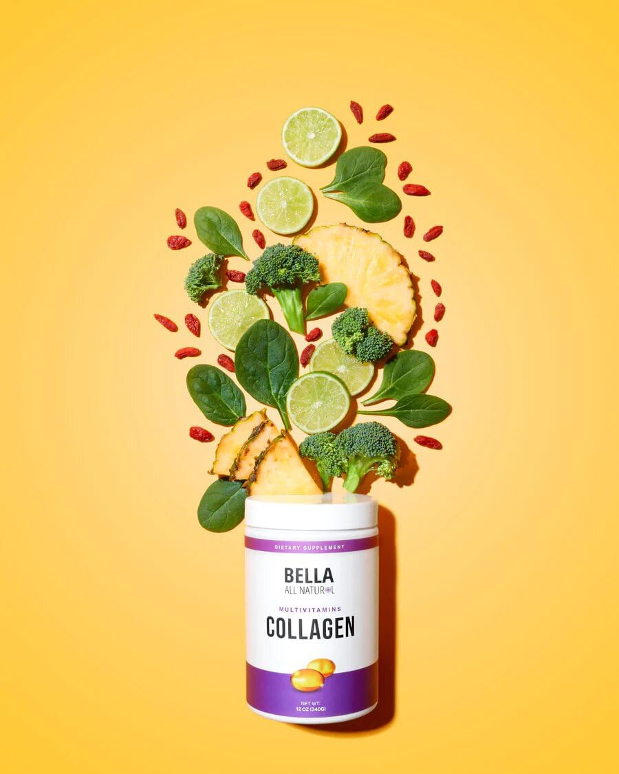 Bella All Natural Collagen Powder in a bowl with a spoon