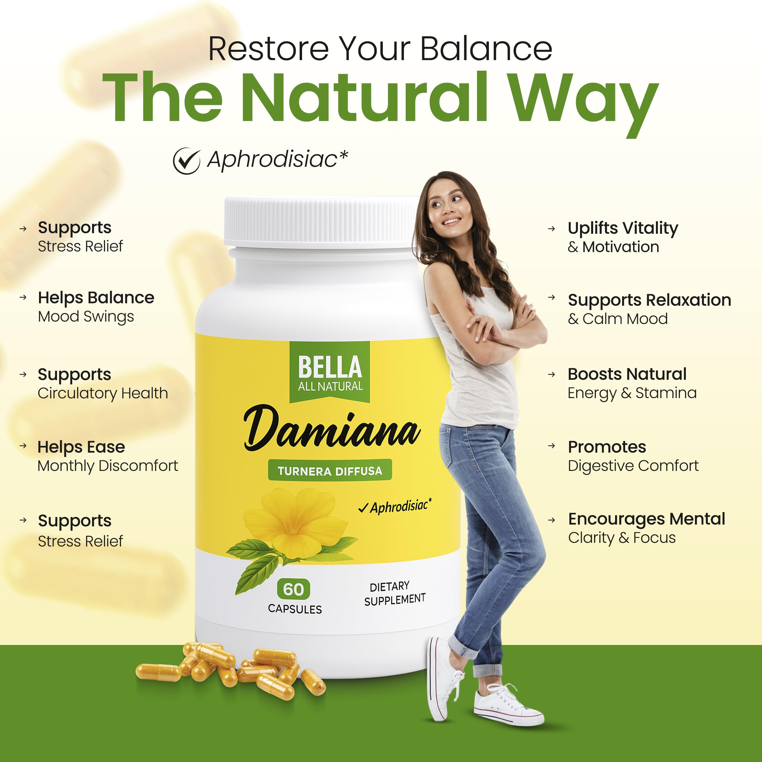Bella All Natural Herbal Supplement label close-up