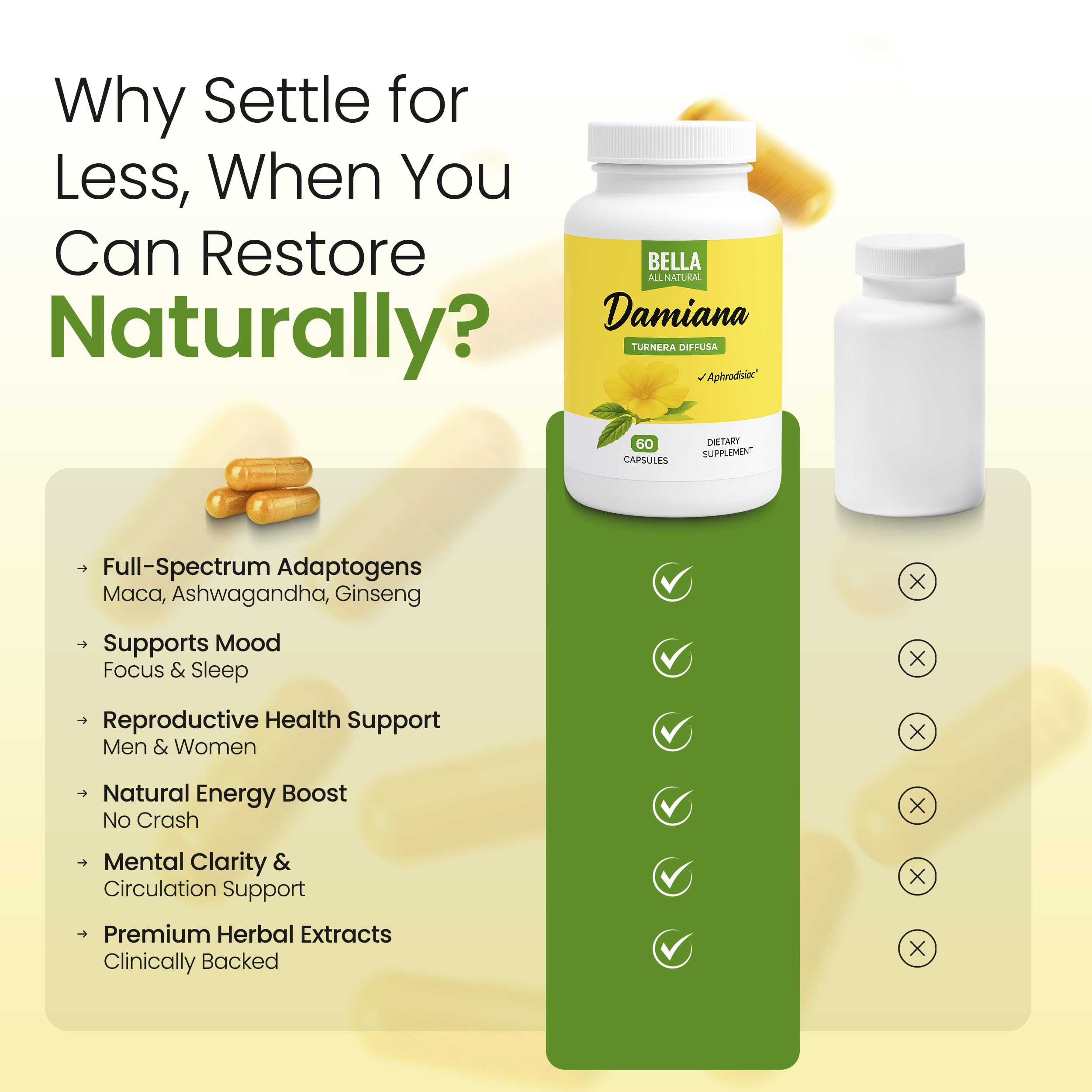 Bella All Natural Herbal Supplement with a measuring spoon