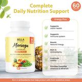 Bella All Natural Moringa Capsules lifestyle scene with water