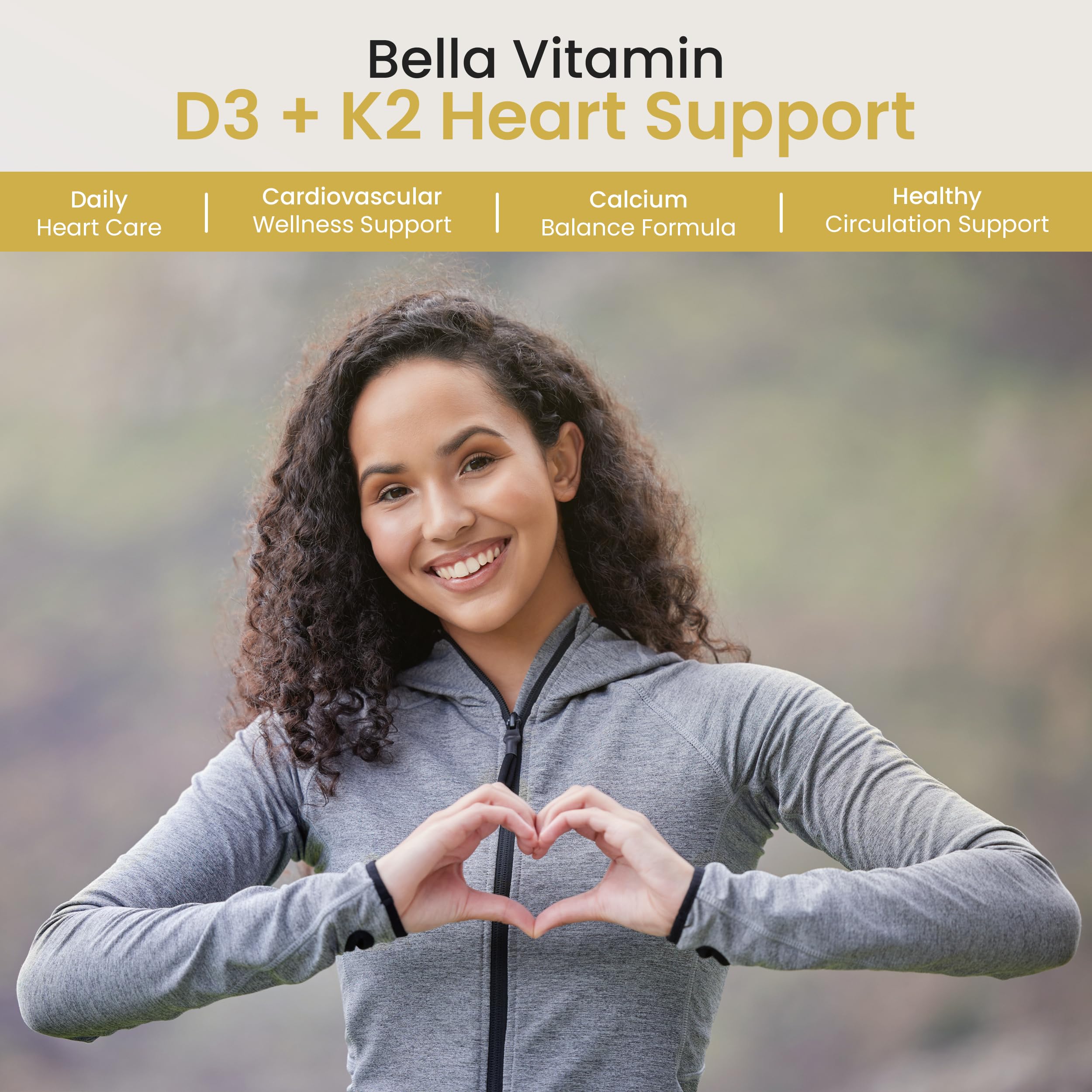 Bella All Natural Vitamin D3 K2 Liquid Drops on a wooden table