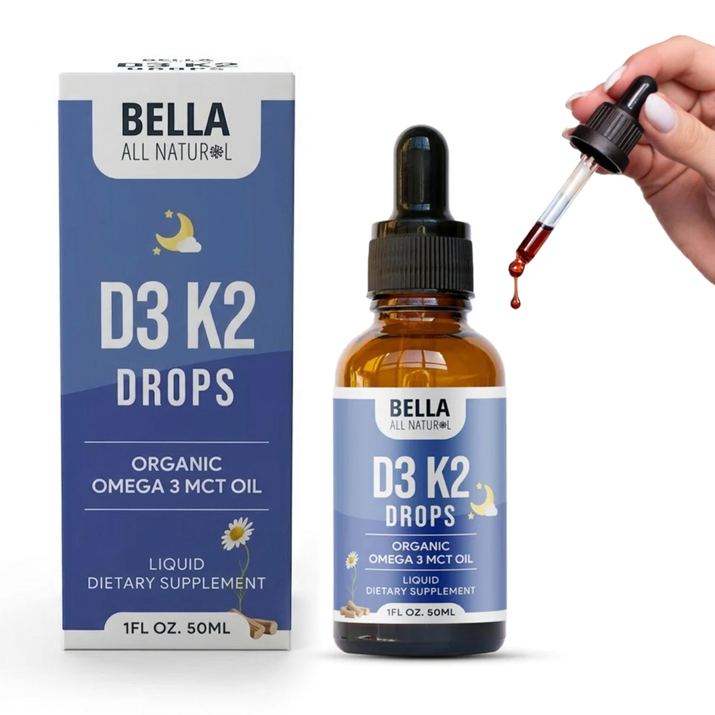 Bella All Natural Vitamin D3 K2 Supplement front view