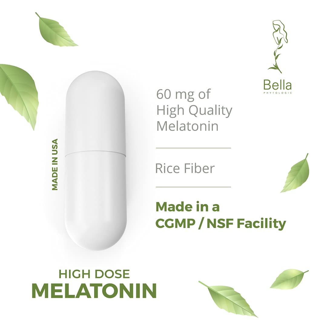 Bella Phytologic Melatonin Capsules 60mg side view showing capsule