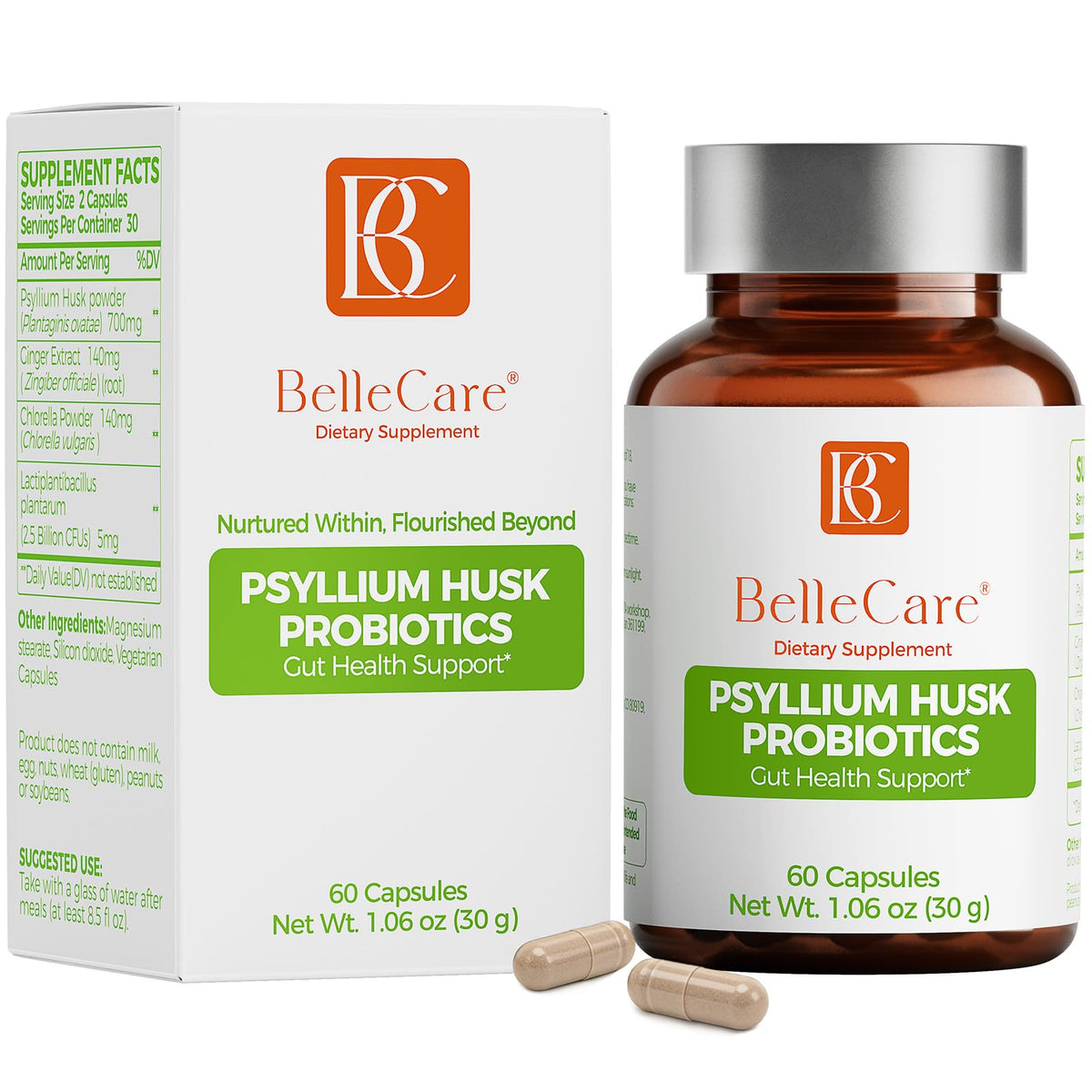 BELLECARE Psyllium Husk Powder 30g front view
