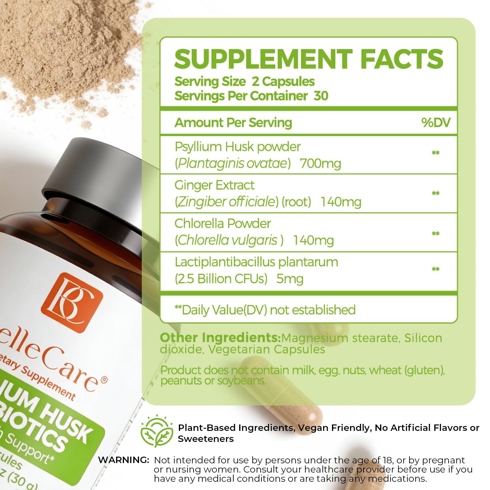 BELLECARE Psyllium Husk Powder 30g packaging