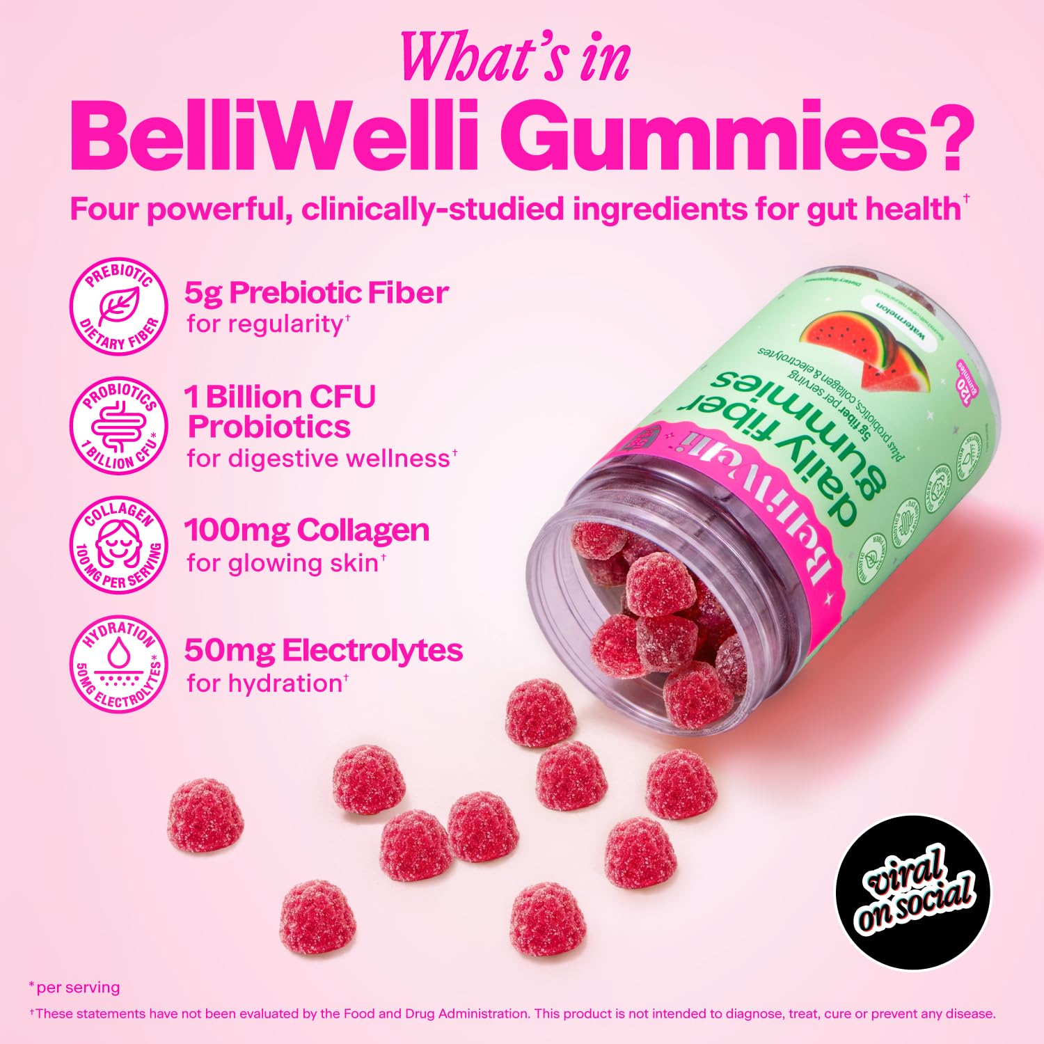 Belli Welli 4-in-1 Gut Wellness Gummies nutritional information