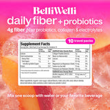 Belli Welli Fiber Powder Peach Mango stickpack opened with powder visible