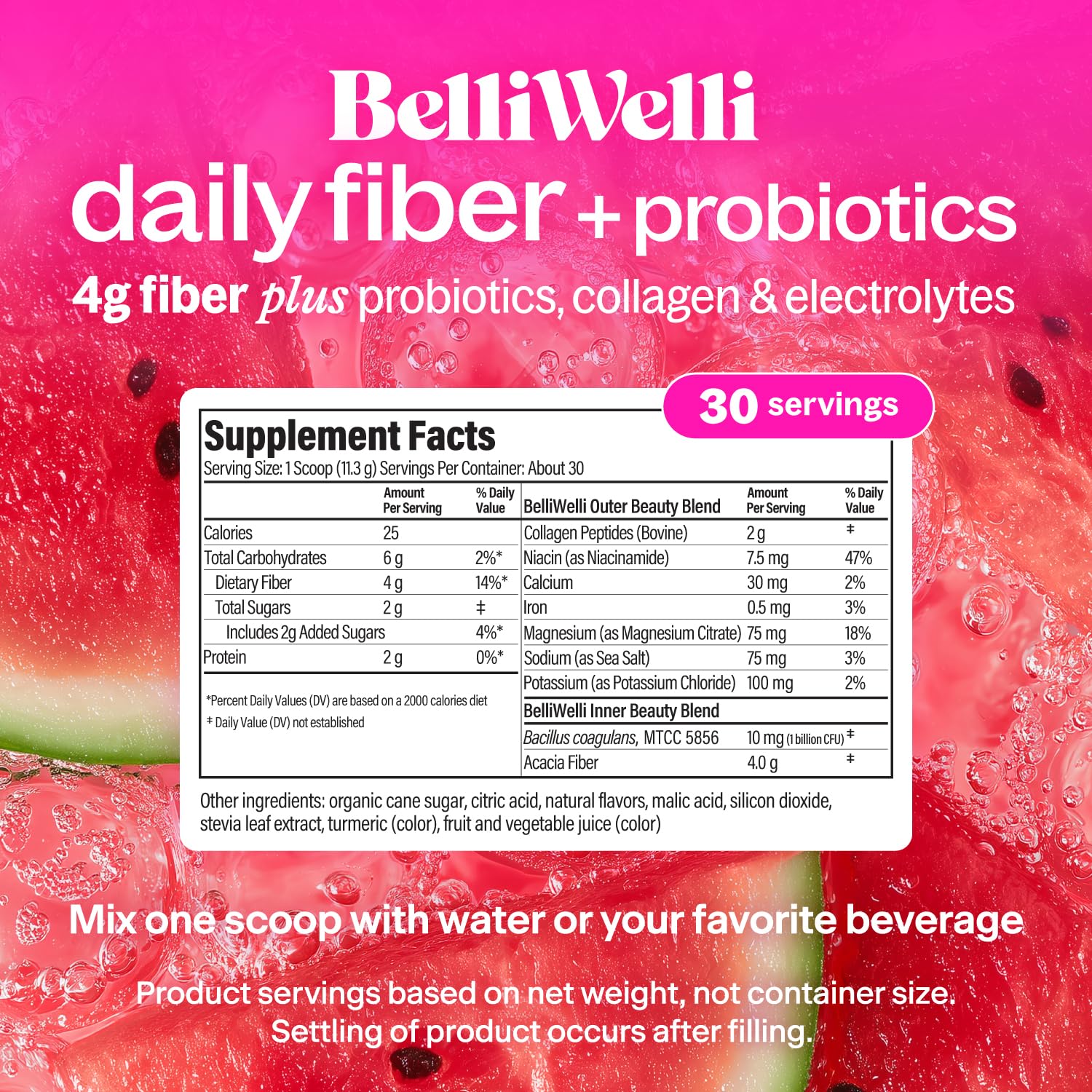 Belli Welli Organic Acacia Fiber Supplement 399g packaging