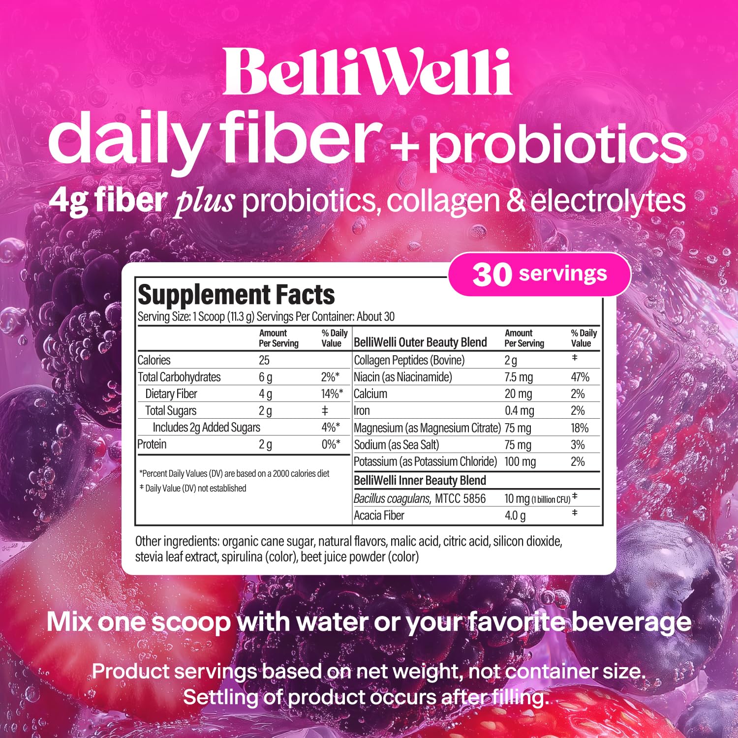 Belli Welli Organic Acacia Fiber Supplement 399g packaging