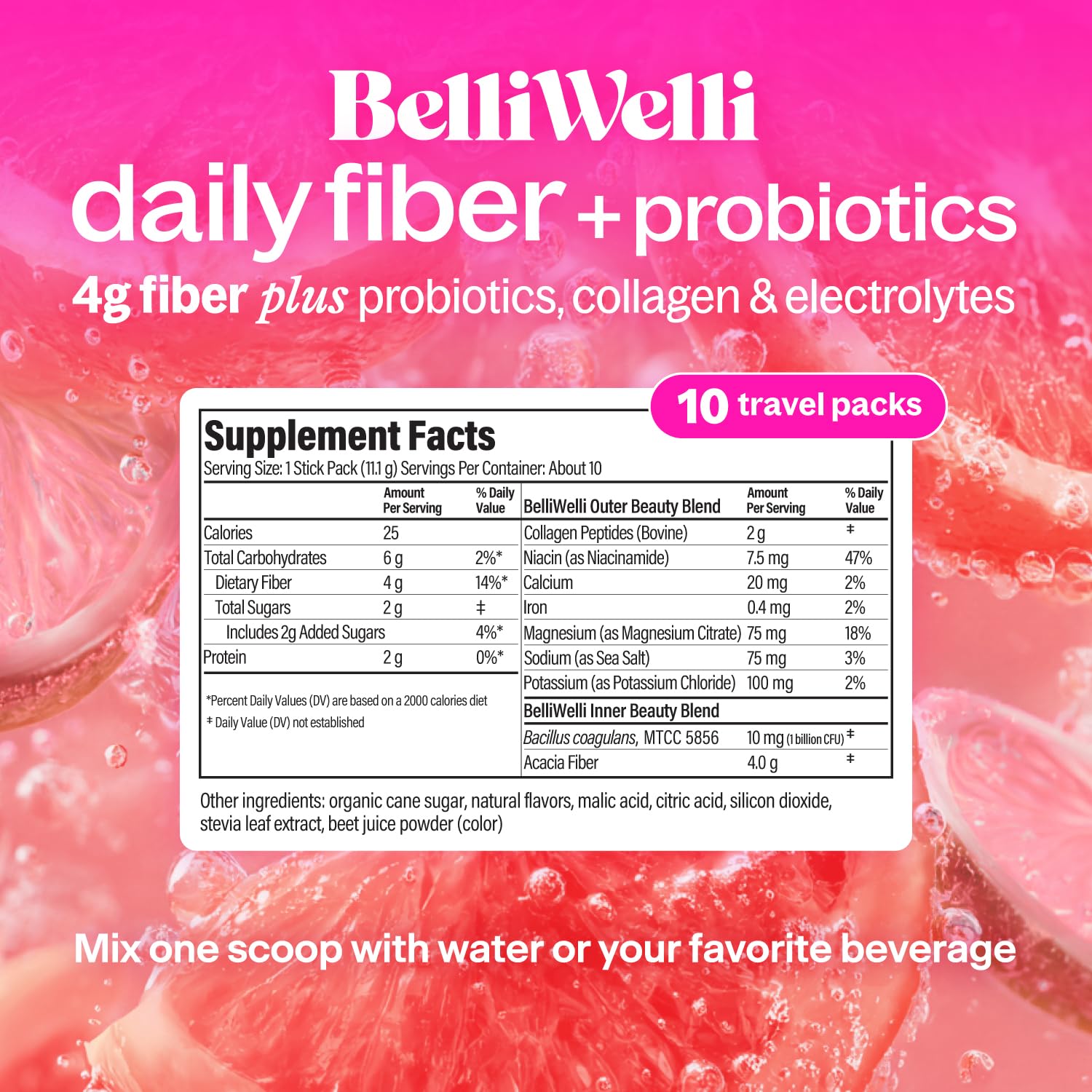 Belli Welli Organic Acacia Fibre Powder stickpack opened