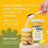 Bellway Super Fiber + Fruit Psyllium Powder 363g on a kitchen counter