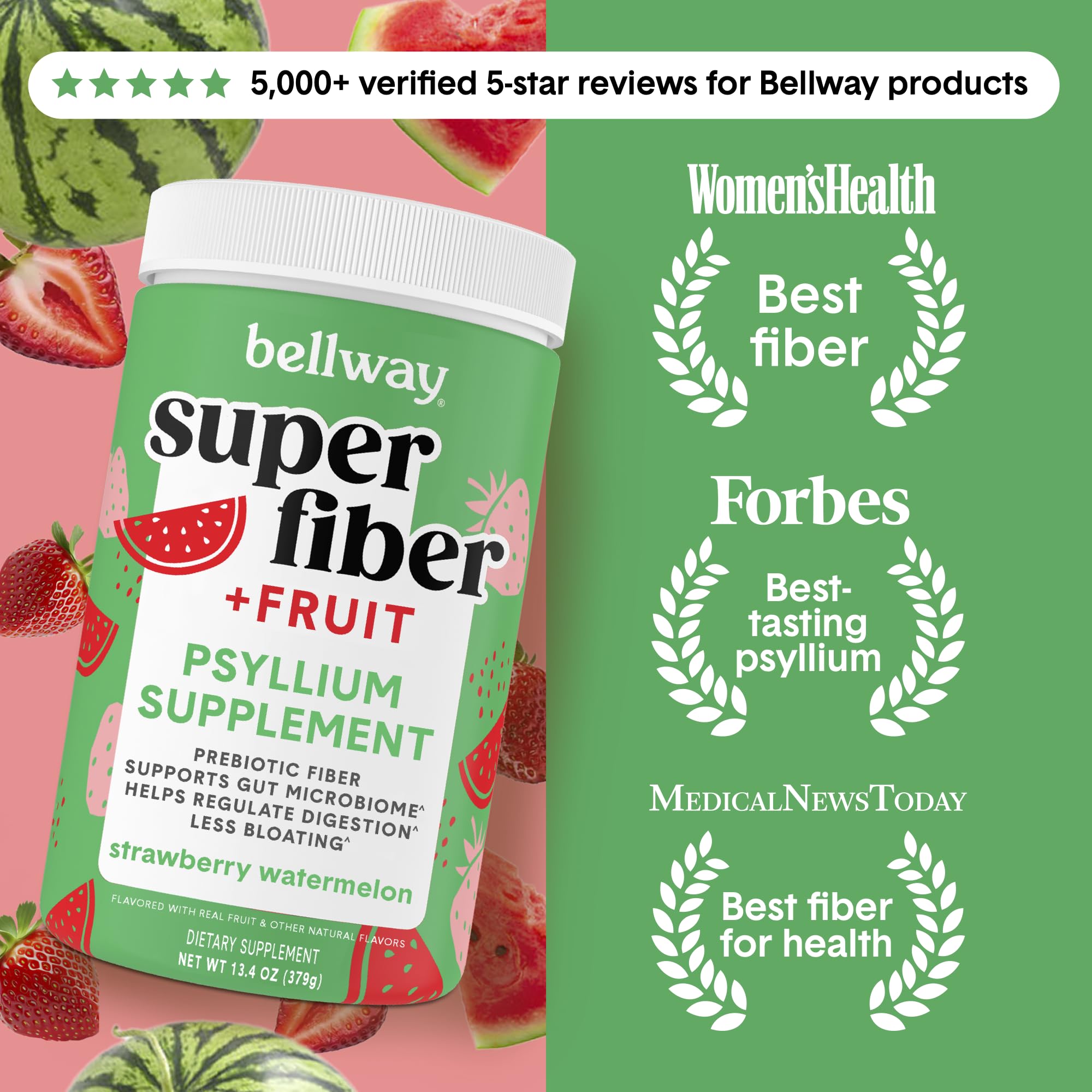 Bellway Super Fiber + Fruit Psyllium Powder 472g packaging