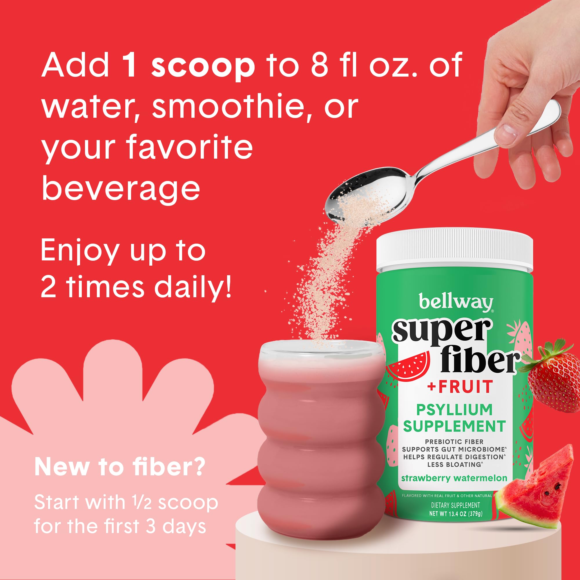 Bellway Super Fiber + Fruit Psyllium Powder 472g side view