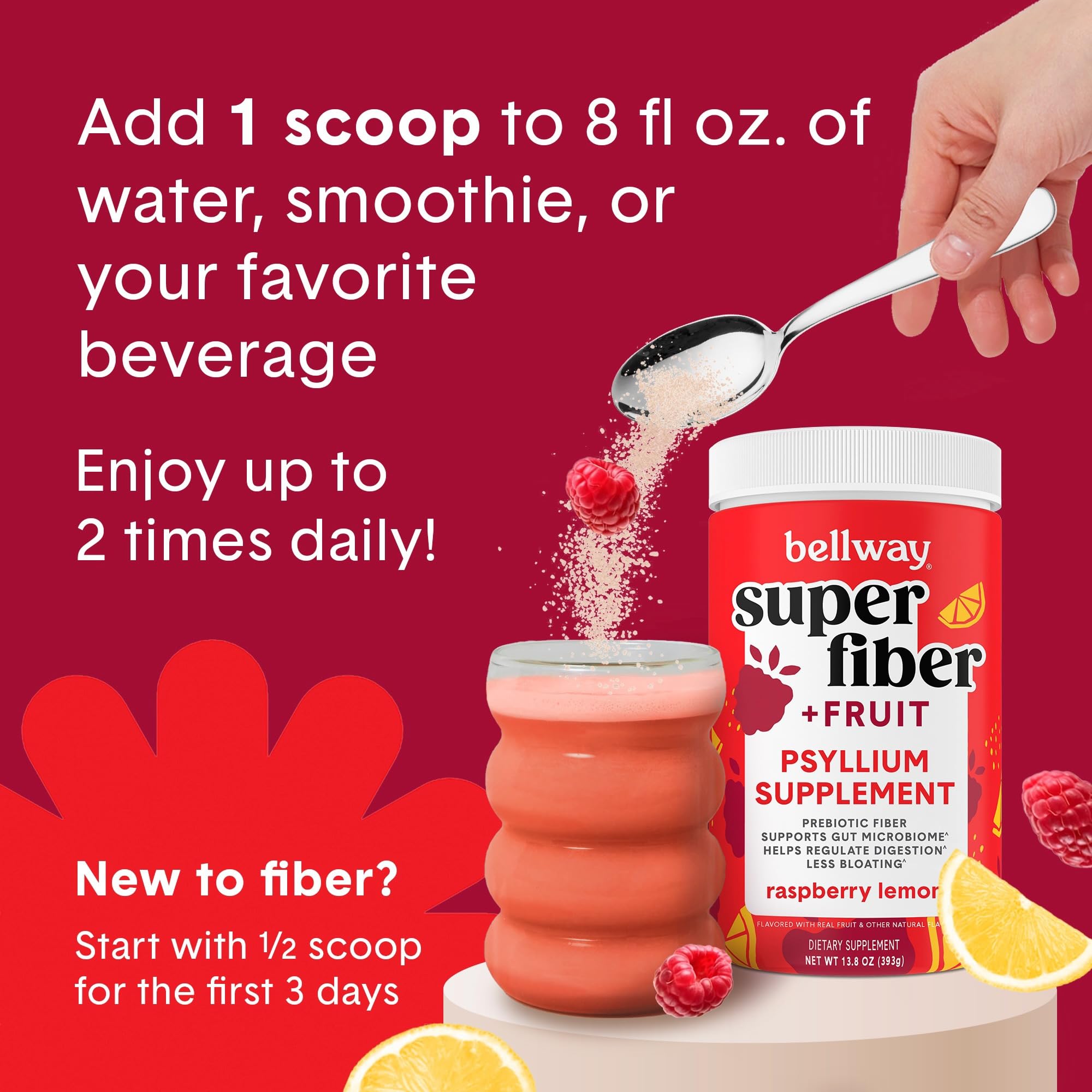 Bellway Super Fiber + Fruit Psyllium Powder mixed in water