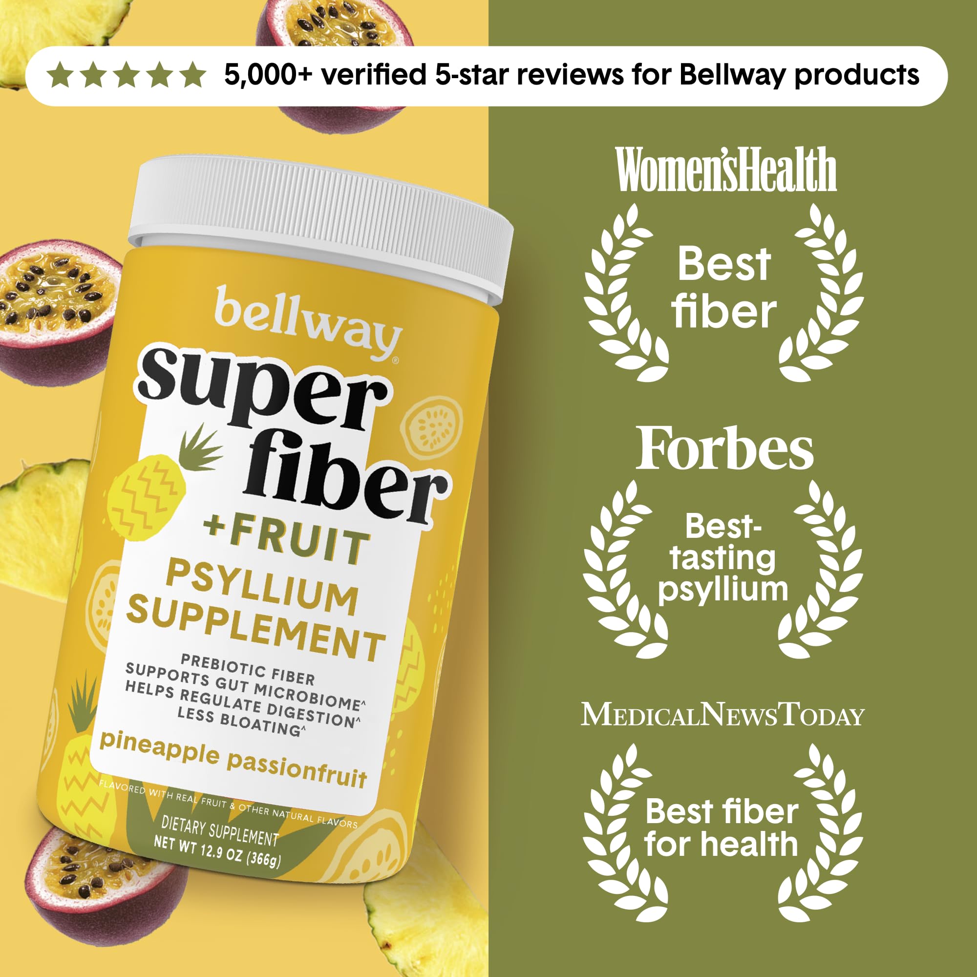 Bellway Super Fiber + Fruit Psyllium Powder packaging side view