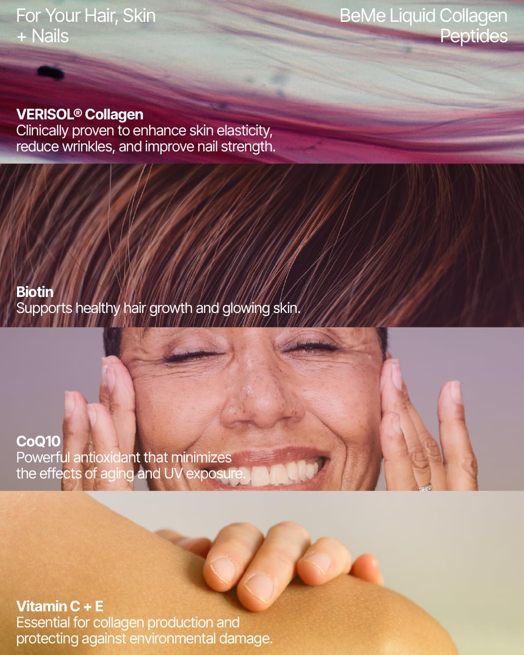 BeMe Liquid Collagen Sachets displayed with a gym bag