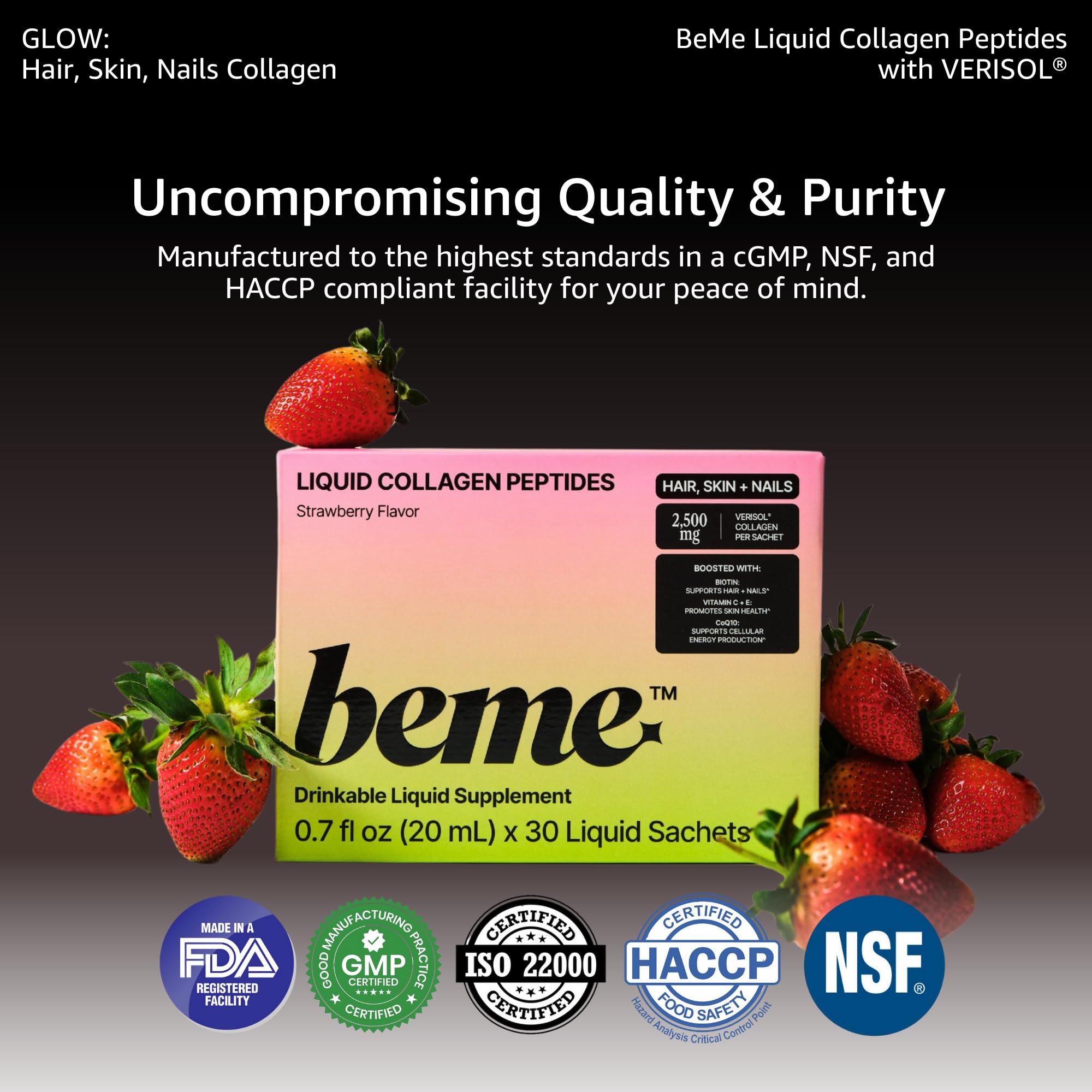 BeMe Liquid Collagen sachets open with liquid visible
