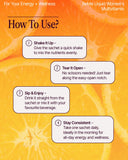 BeMe Liquid Multivitamin Sachets box back view with nutritional information