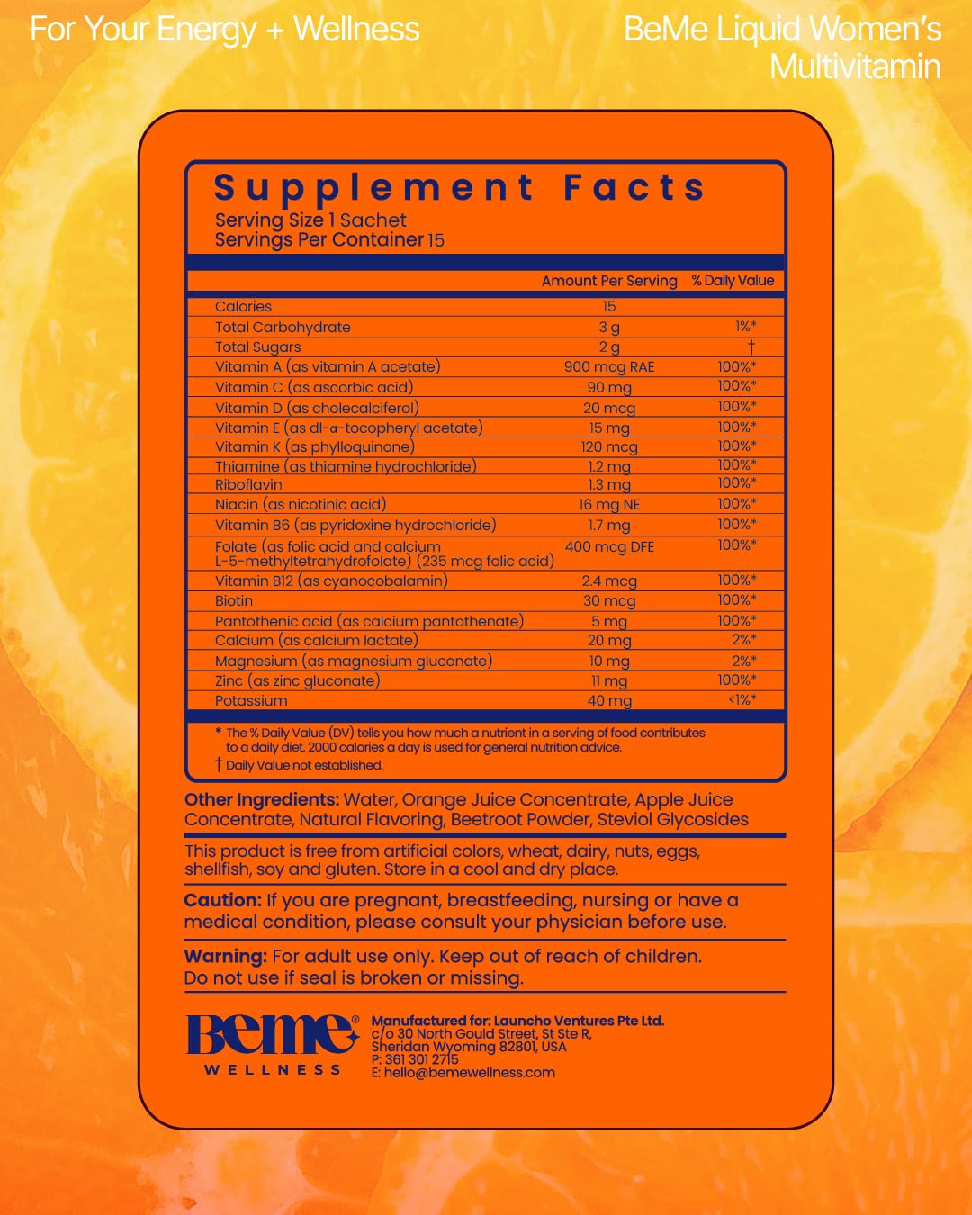 BeMe Liquid Multivitamin Sachets lifestyle image with active person