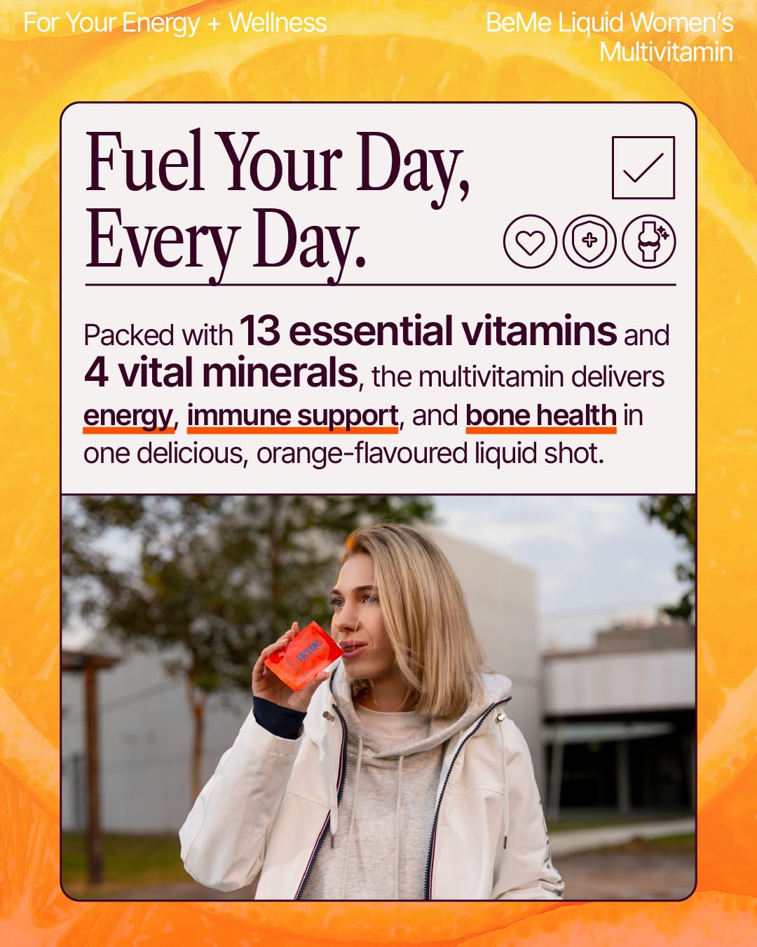 BeMe Liquid Multivitamin Sachets packaging dimensions