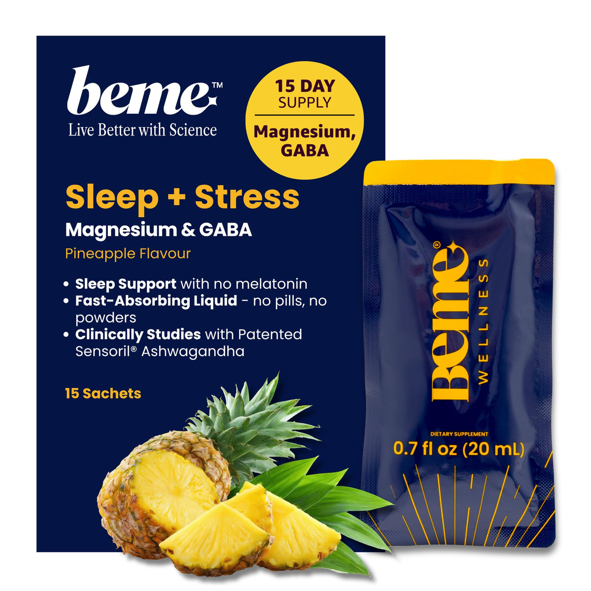 BeMe Sleep Supplement Liquid Sachets 30 Pack front view