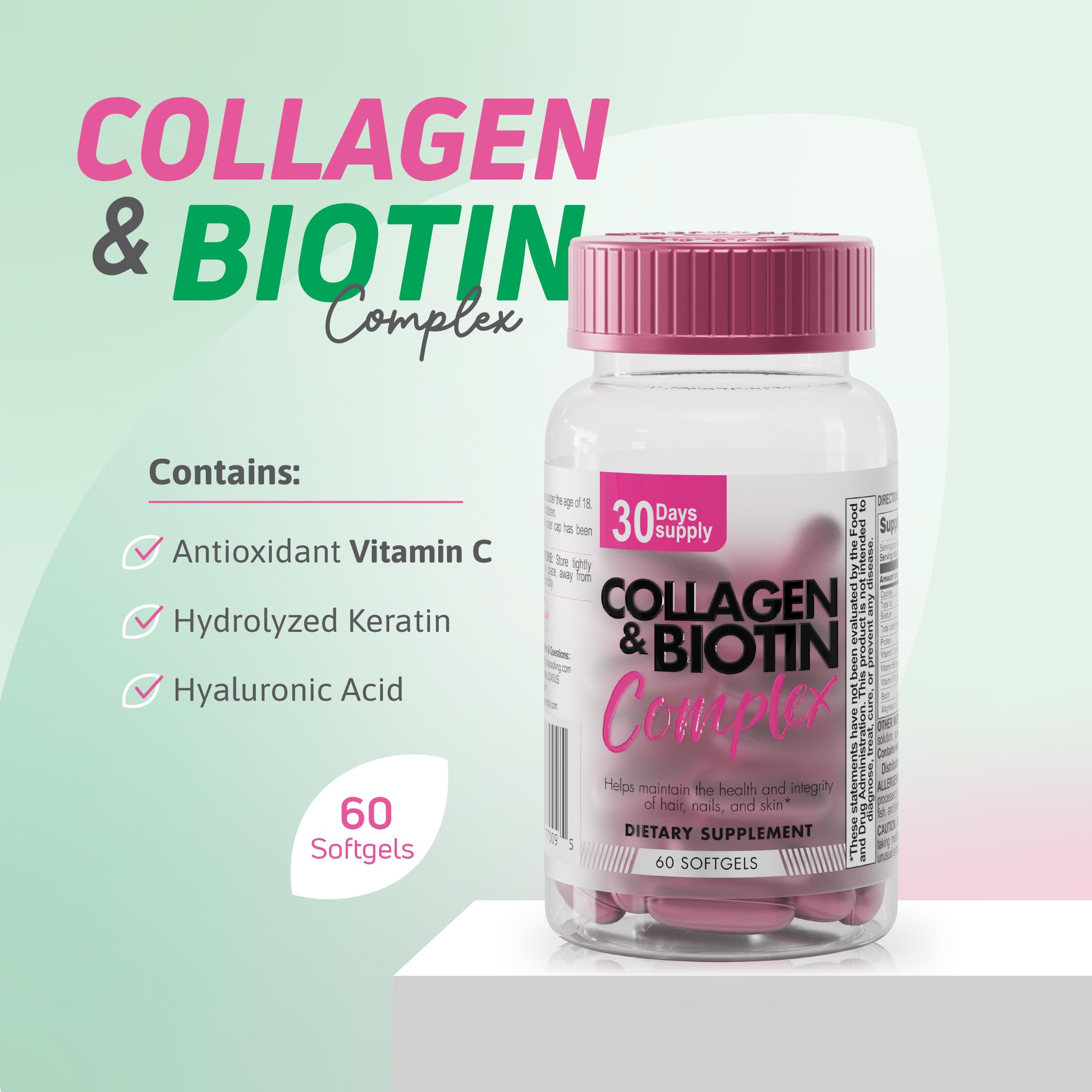 Ben´Fit Collagen & Biotin Complex softgel with measuring spoon