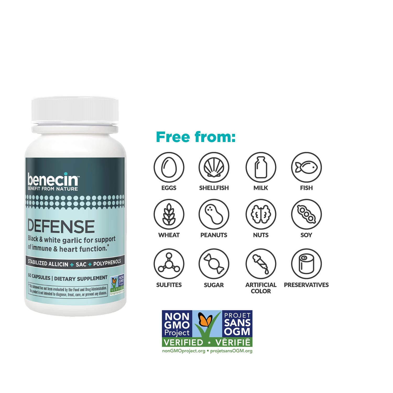 Benecin Garlic Supplement 1500 mcg capsules in a hand