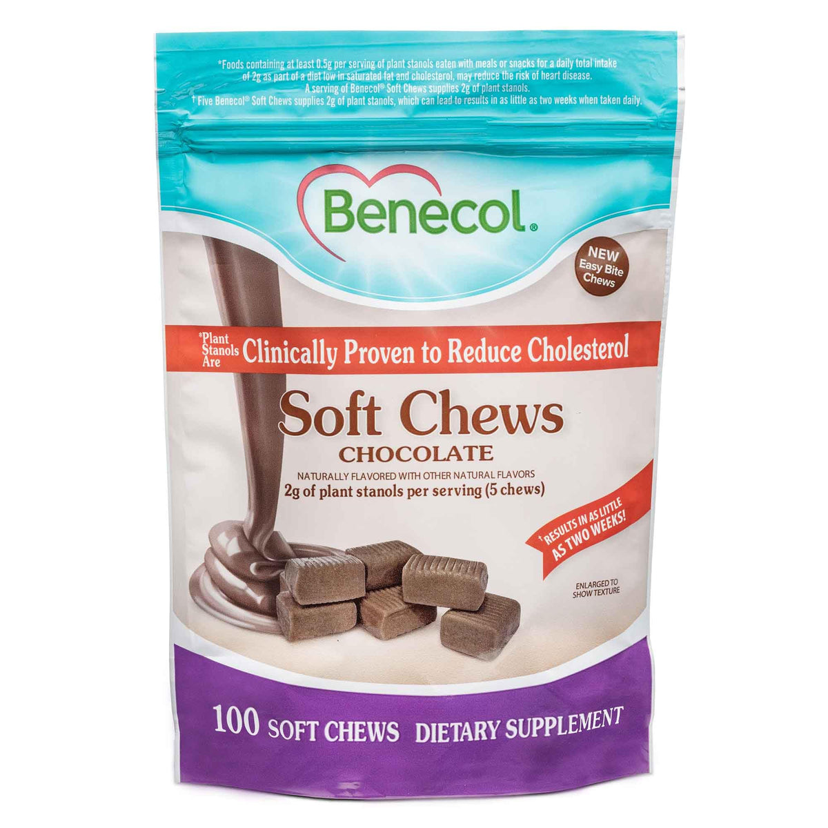 Benecol Soft Chews Chocolate front view packaging