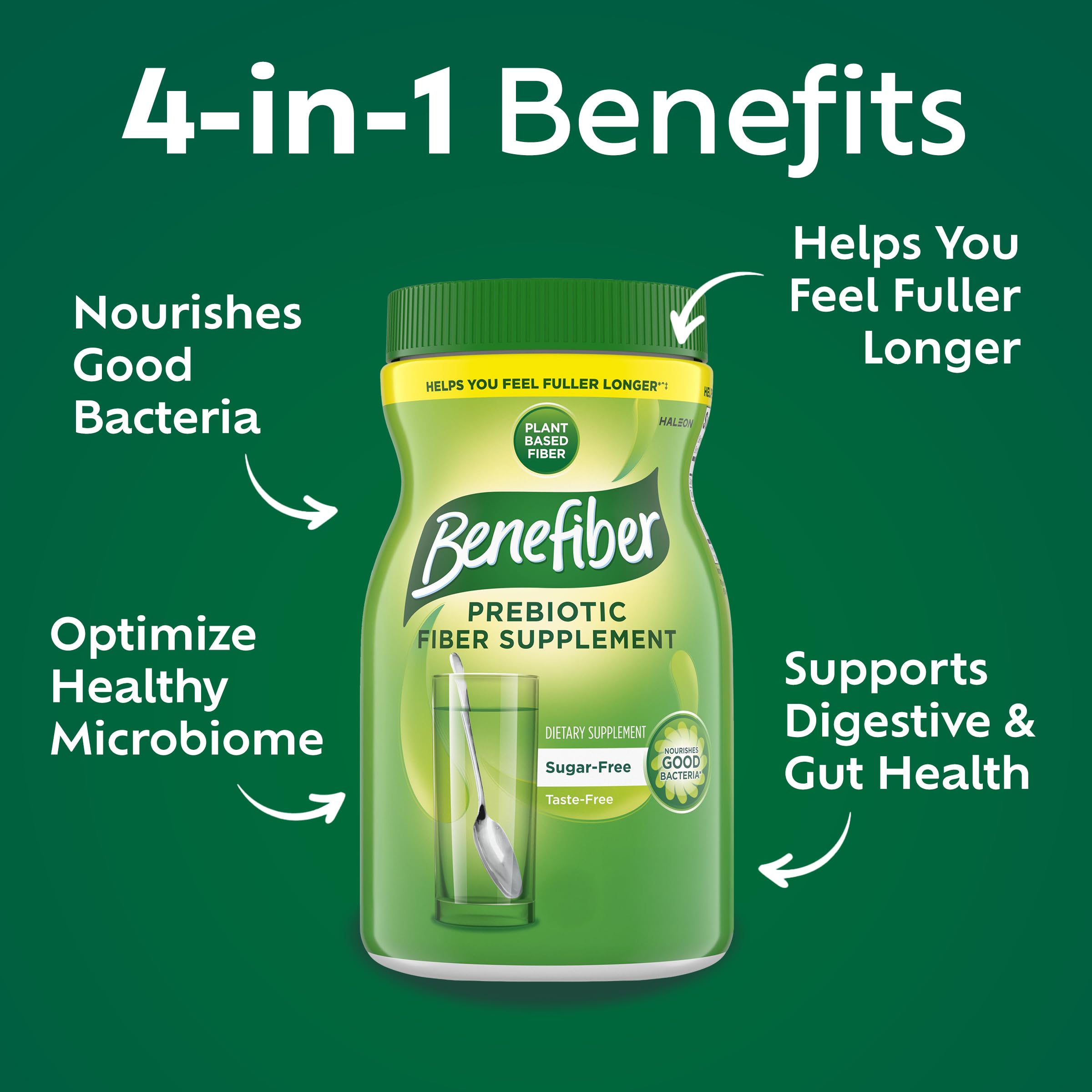 Benefiber Daily Prebiotic Fiber Supplement Powder 499g back view