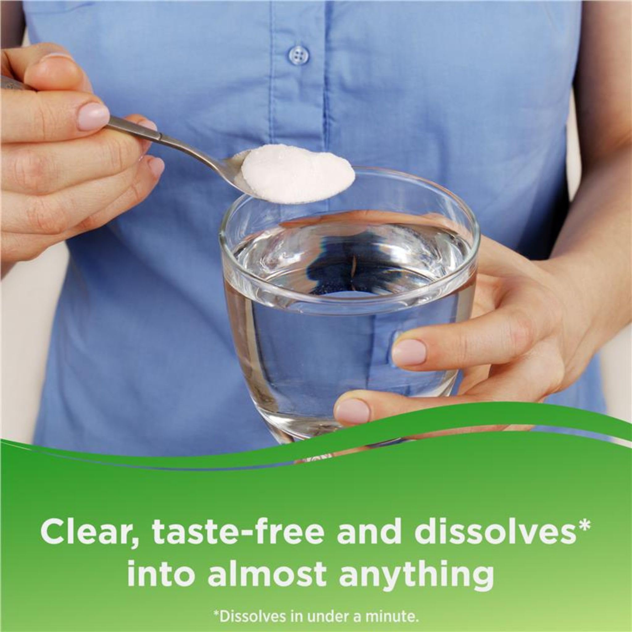 Benefiber Original powder being added to a smoothie