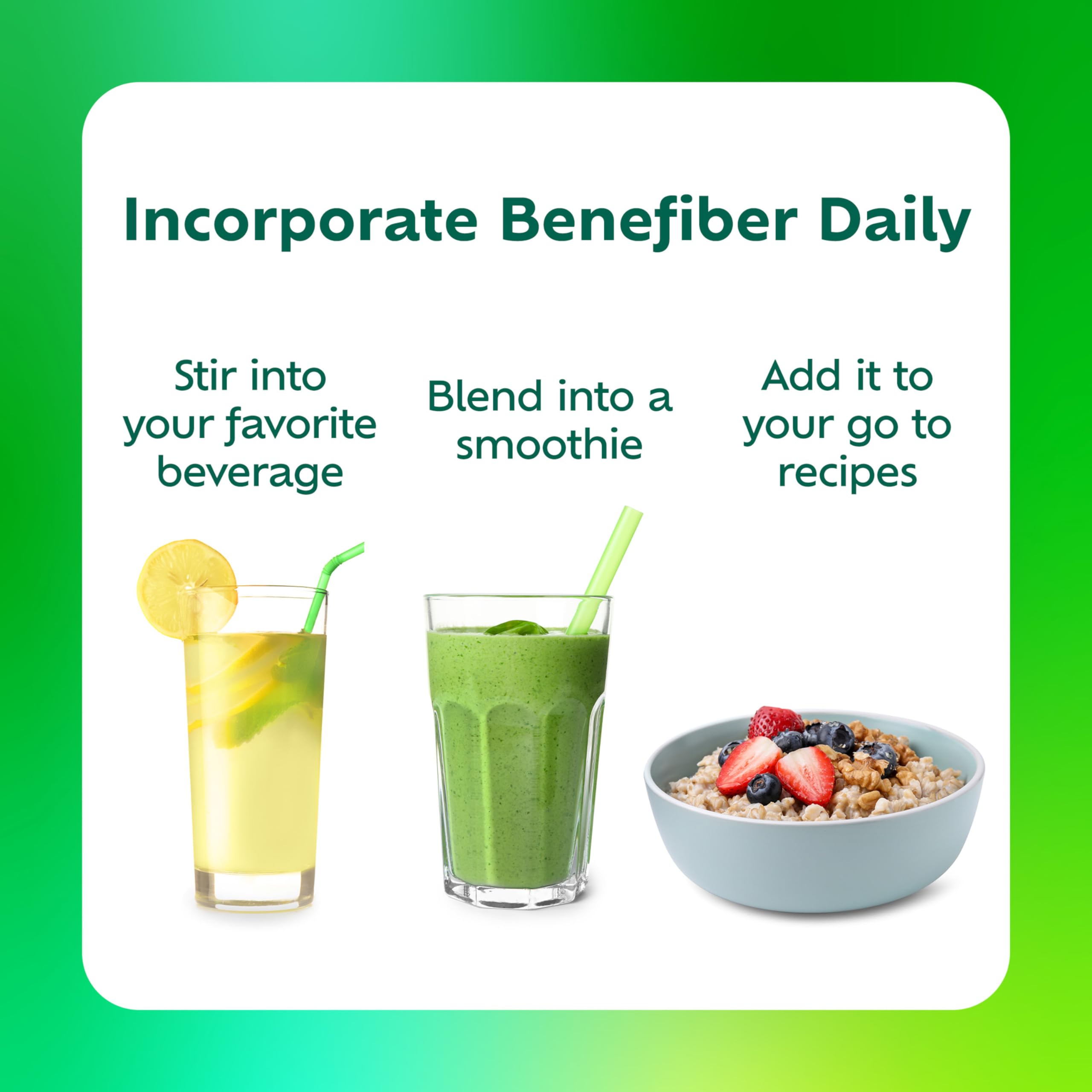 Benefiber Prebiotic Fiber + Supergreens 250g nutritional information