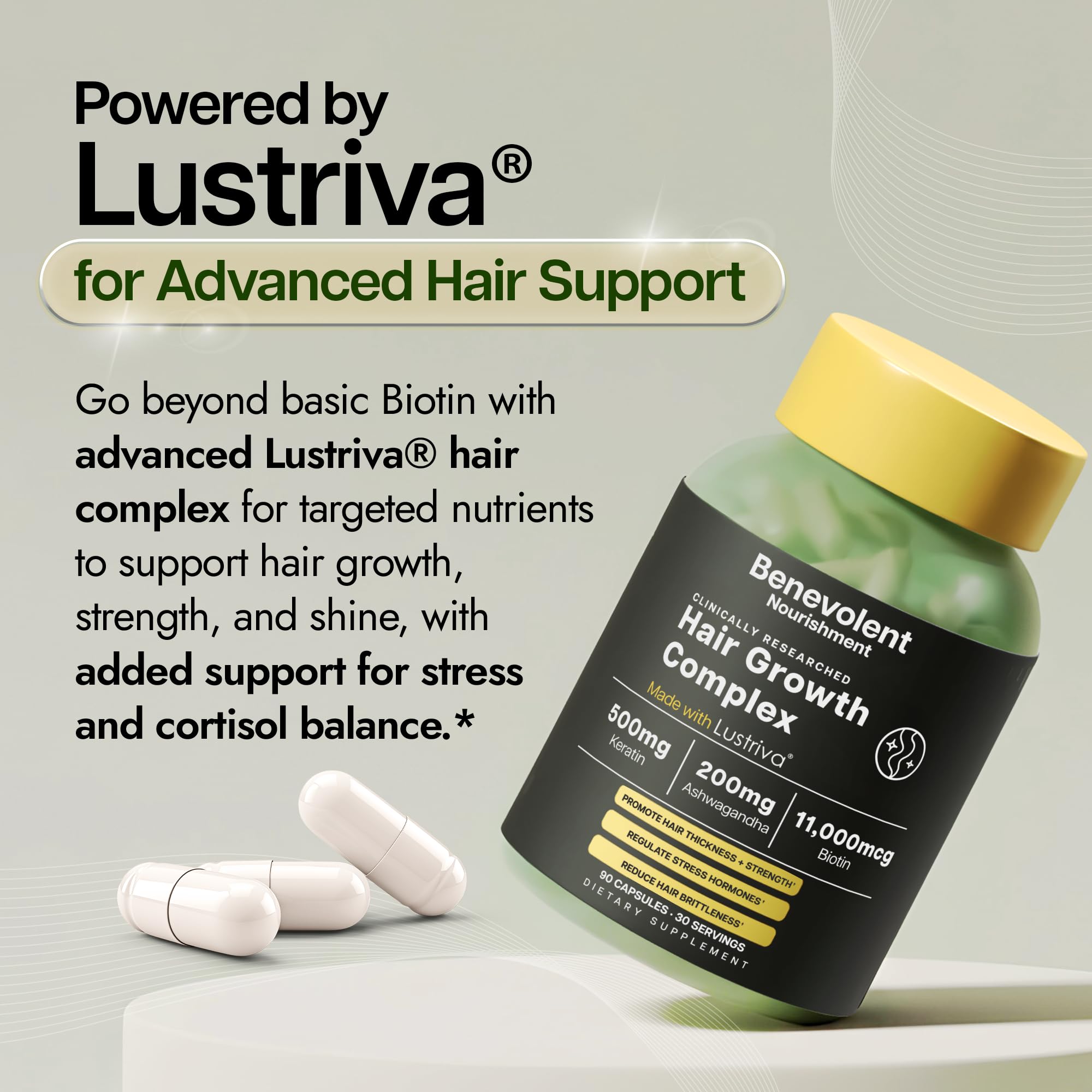 Benevolent Nourishment Biotin Supplement bottle side view