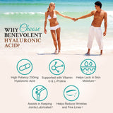 Benevolent Nourishment Hyaluronic Acid Supplement capsules in a glass
