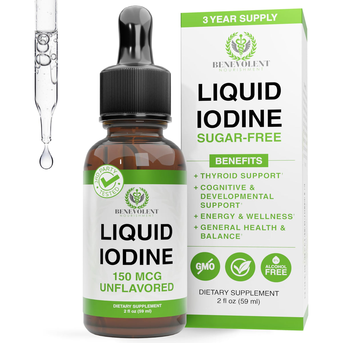 Benevolent Nourishment Liquid Iodine 2oz bottle front view