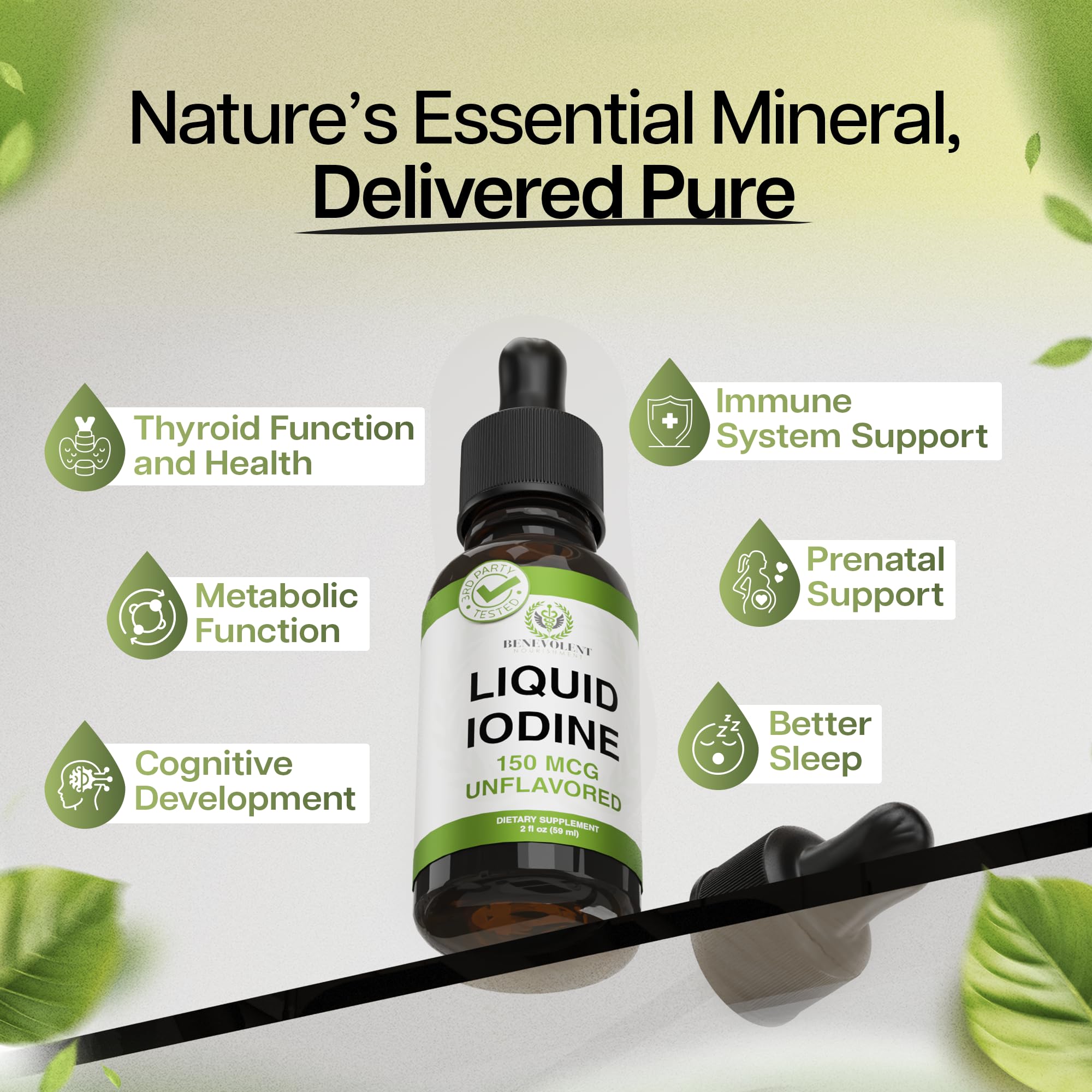 Benevolent Nourishment Liquid Iodine 2oz bottle side view