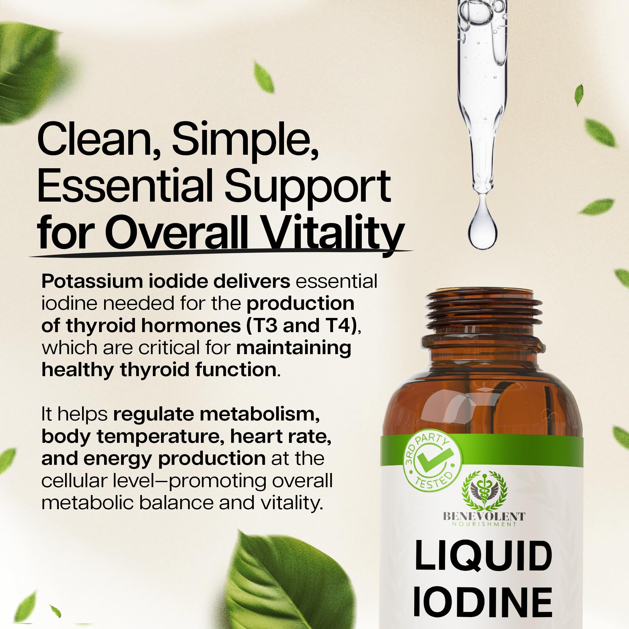 Benevolent Nourishment Liquid Iodine 2oz bottle with dropper