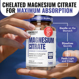 Benevolent Nourishment Magnesium Citrate Capsules 500mg bottle cap open