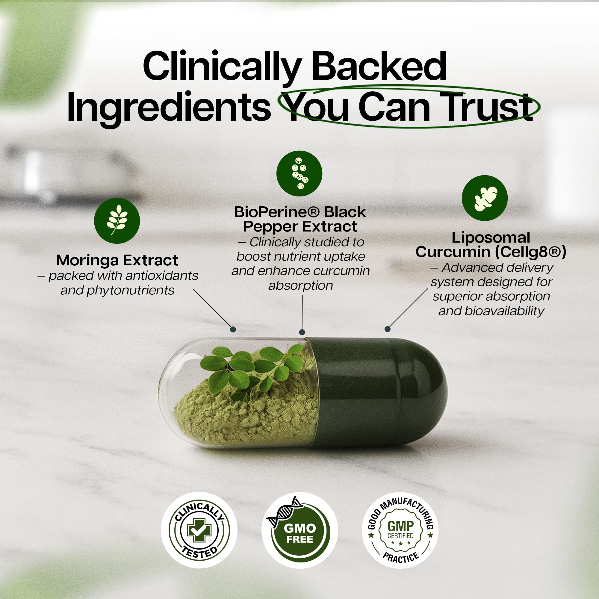 Benevolent Nourishment Moringa Leaf Capsules 1000mg ingredients list