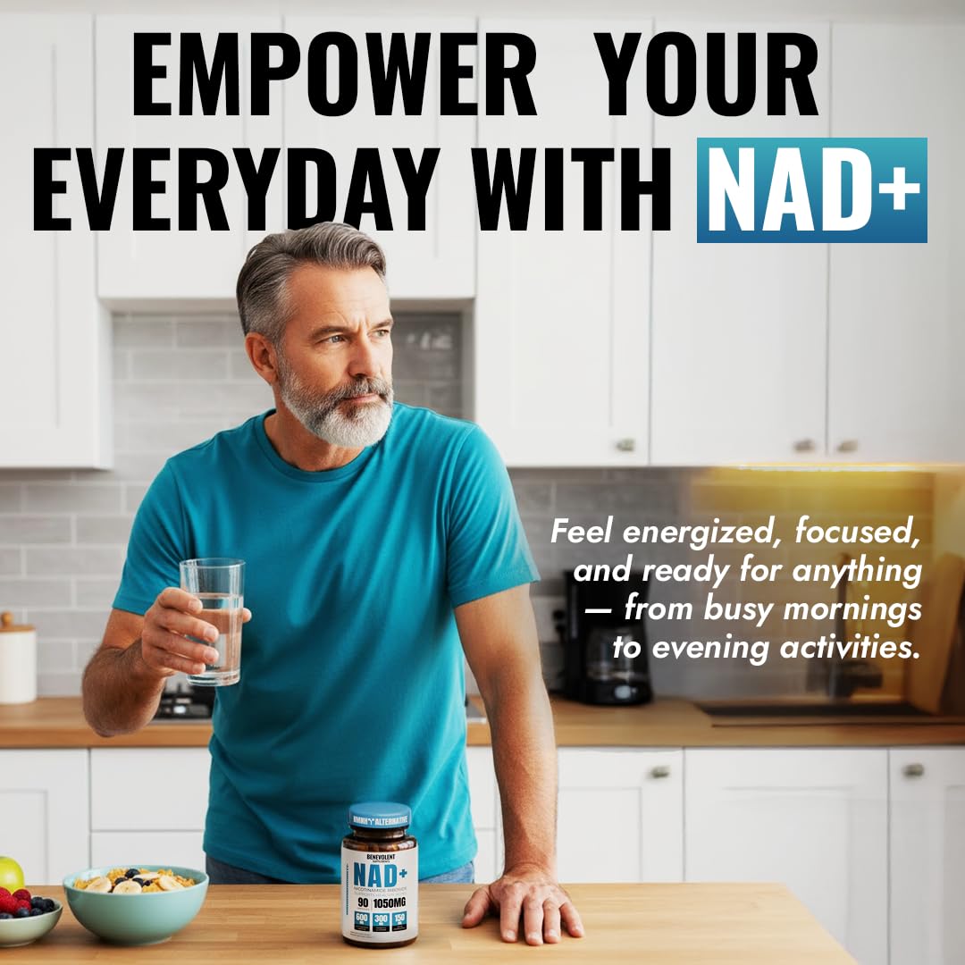 Benevolent Nourishment NAD Resveratrol Supplement bottle side view
