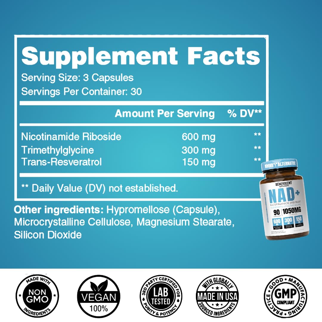 Benevolent Nourishment NAD Resveratrol Supplement ingredients list